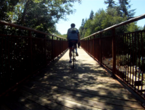 Rails to Trails path. Yelm-Tenino Trail in Washington State.