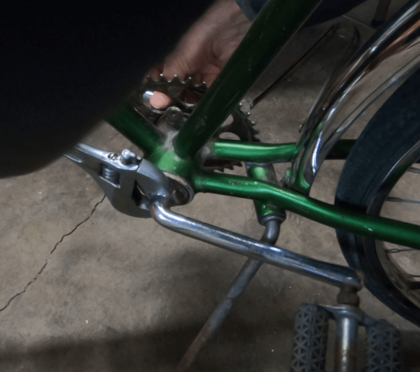 Removing the crank locknut.