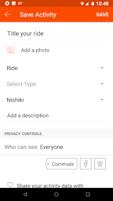 Press "Save" to save your ride.