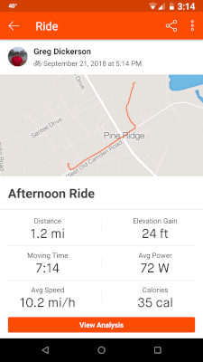 Ride with statistics and map.