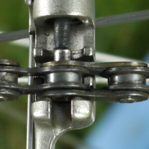 Driving link pin back in with bicycle chain tool.